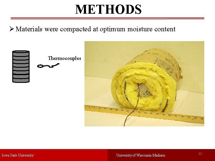 METHODS Ø Materials were compacted at optimum moisture content Thermocouples Iowa State University of