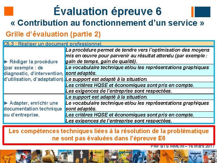 Évaluation épreuve 6 « Contribution au fonctionnement d’un service » Grille d’évaluation (partie 2)