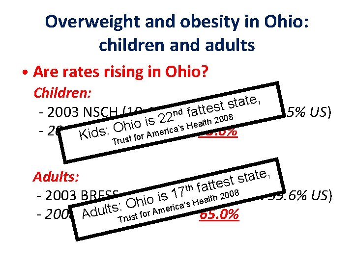 Overweight and obesity in Ohio: children and adults • Are rates rising in Ohio?