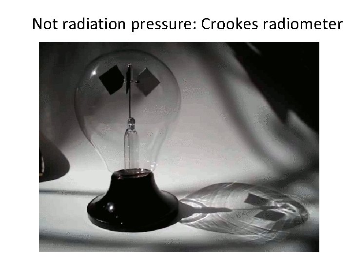 Not radiation pressure: Crookes radiometer 