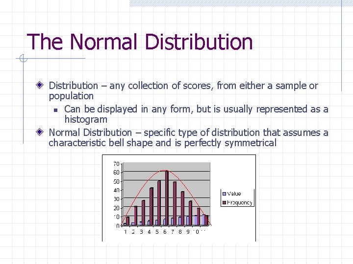 The Normal Distribution – any collection of scores, from either a sample or population