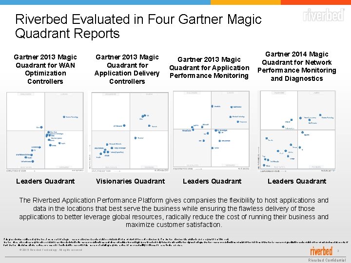 Riverbed Evaluated in Four Gartner Magic Quadrant Reports Gartner 2013 Magic Quadrant for WAN