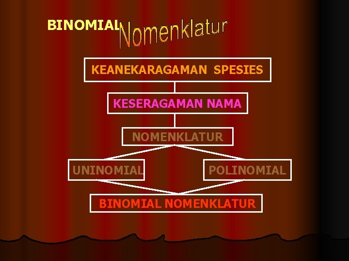 BINOMIAL KEANEKARAGAMAN SPESIES KESERAGAMAN NAMA NOMENKLATUR UNINOMIAL POLINOMIAL BINOMIAL NOMENKLATUR 