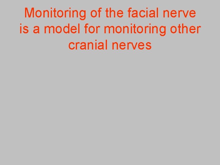 Monitoring of the facial nerve is a model for monitoring other cranial nerves 