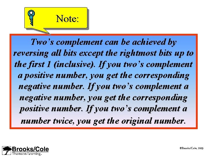 Note: Two’s complement can be achieved by reversing all bits except the rightmost bits