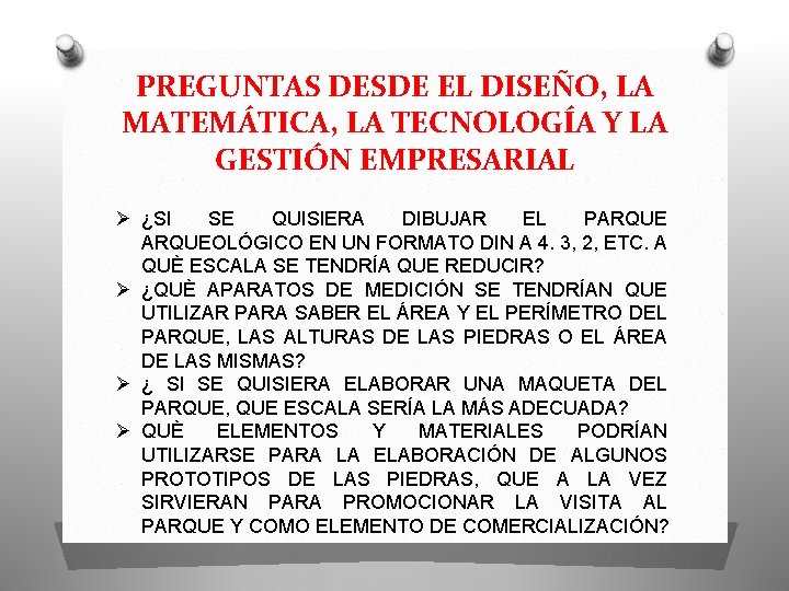 PREGUNTAS DESDE EL DISEÑO, LA MATEMÁTICA, LA TECNOLOGÍA Y LA GESTIÓN EMPRESARIAL Ø ¿SI