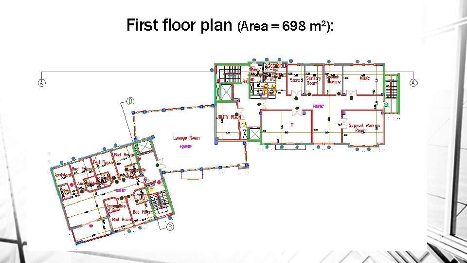 First floor plan (Area = 698 m 2): 15 