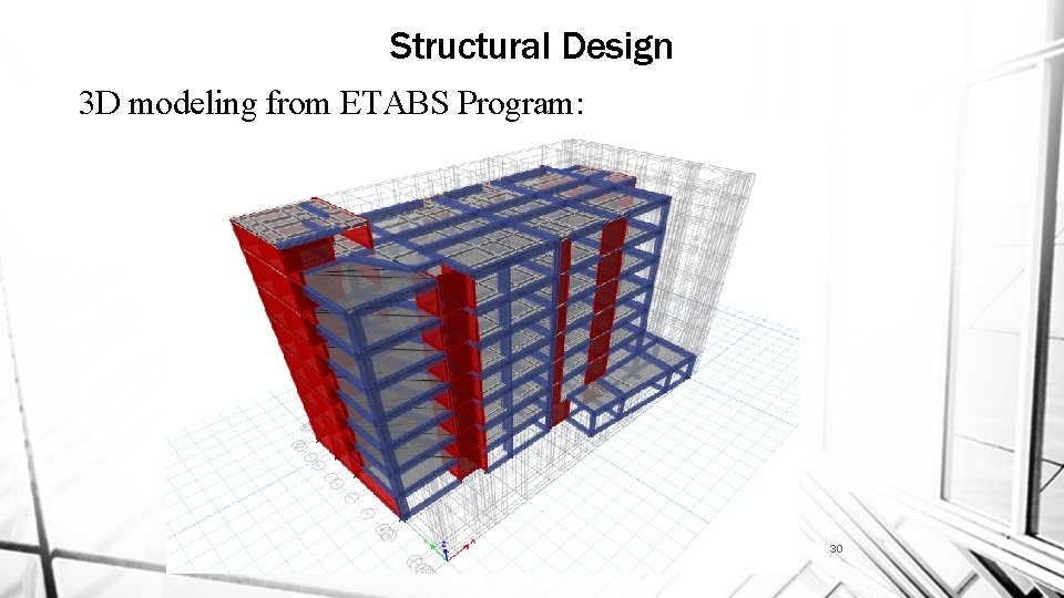 Structural Design 3 D modeling from ETABS Program: 30 