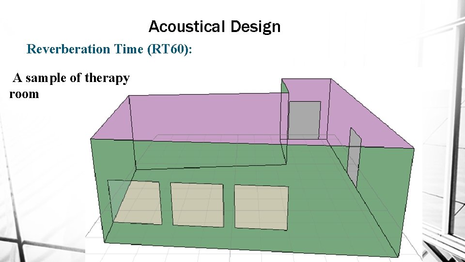 Acoustical Design Reverberation Time (RT 60): A sample of therapy room 