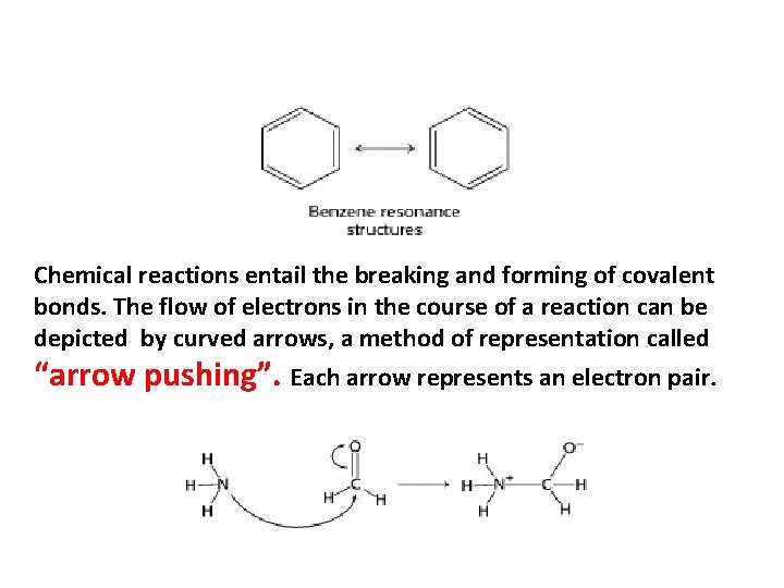 Chemical reactions entail the breaking and forming of covalent bonds. The flow of electrons