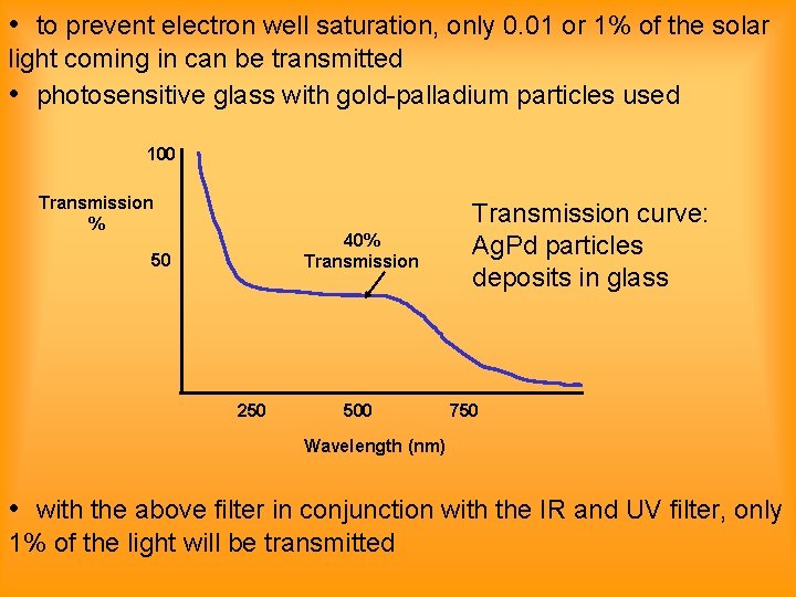  • to prevent electron well saturation, only 0. 01 or 1% of the