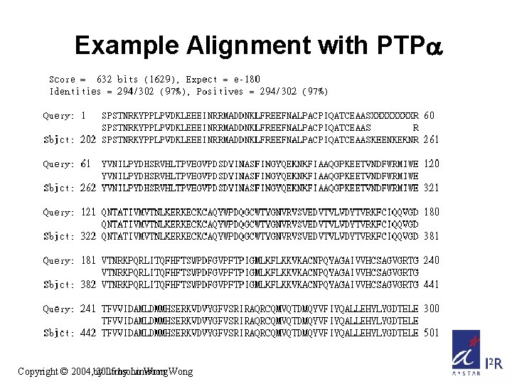Example Alignment with PTP Copyright © 2004, 2004 by 2005 Limsoon by Limsoon Wong Example Alignment with PTP Copyright © 2004, 2004 by 2005 Limsoon by Limsoon Wong
