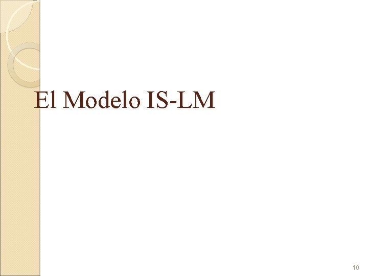 El Modelo IS-LM 10 