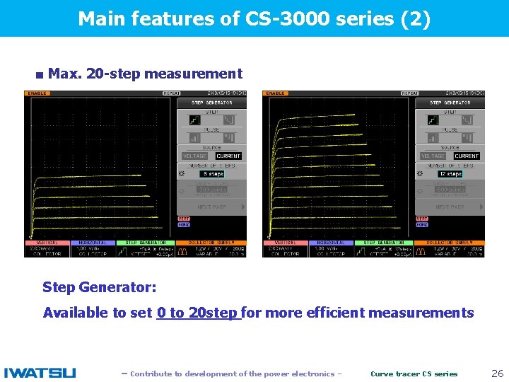 Main features of CS-3000 series (2) 　　 ■ Max. 20 -step measurement Step Generator: