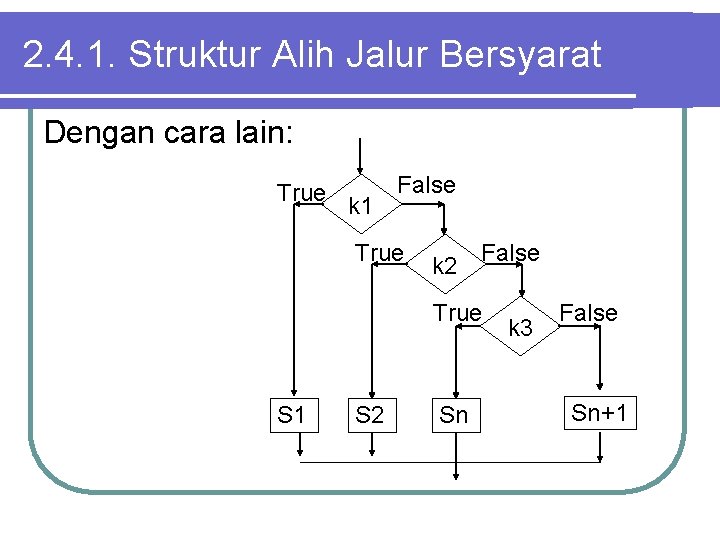 2. 4. 1. Struktur Alih Jalur Bersyarat Dengan cara lain: True k 1 False