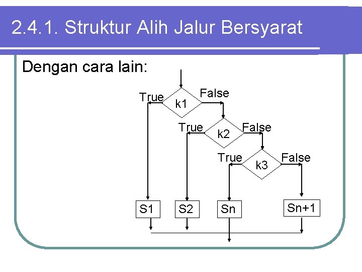 2. 4. 1. Struktur Alih Jalur Bersyarat Dengan cara lain: True k 1 False