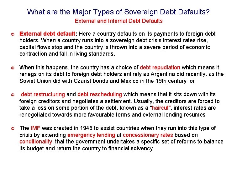 What are the Major Types of Sovereign Debt Defaults? External and Internal Debt Defaults