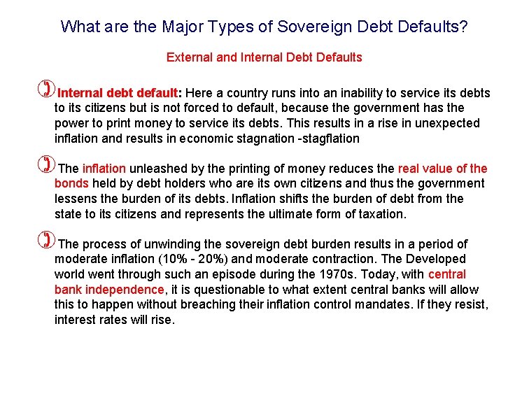 What are the Major Types of Sovereign Debt Defaults? External and Internal Debt Defaults