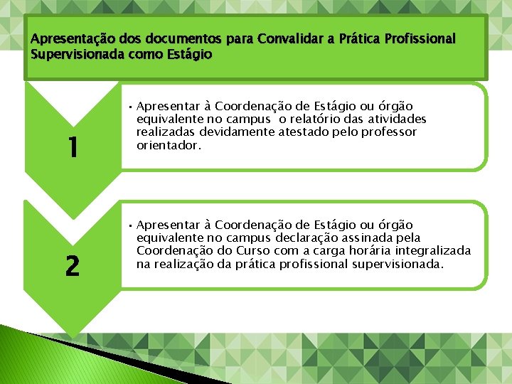 Apresentação dos documentos para Convalidar a Prática Profissional Supervisionada como Estágio 1 2 •