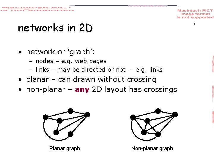 networks in 2 D • network or ‘graph’: – nodes – e. g. web