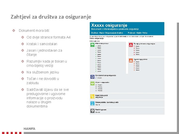 Zahtjevi za društva za osiguranje Dokument mora biti: Od dvije stranice formata A 4