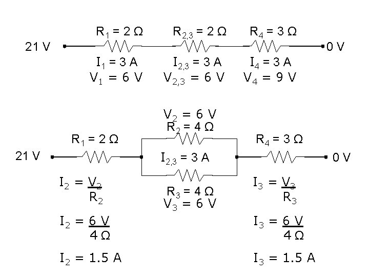 21 V R 1 = 2 Ω R 2, 3 = 2 Ω R