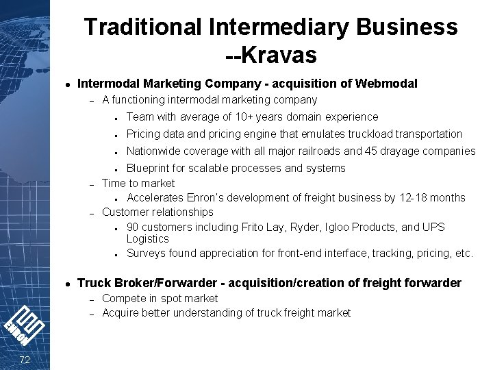Traditional Intermediary Business --Kravas l Intermodal Marketing Company - acquisition of Webmodal – A