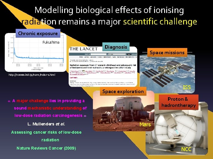 Modelling biological effects of ionising radiation remains a major scientific challenge Chronic exposure Fukushima