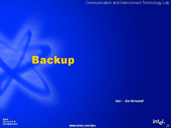 Communication and Interconnect Technology Lab Backup No! – Go forward! ® www. intel. com/labs