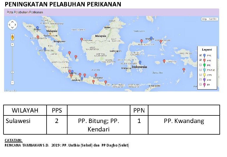 PENINGKATAN PELABUHAN PERIKANAN WILAYAH Sulawesi PPS 2 PP. Bitung; PP. Kendari CATATAN: RENCANA TAMBAHAN