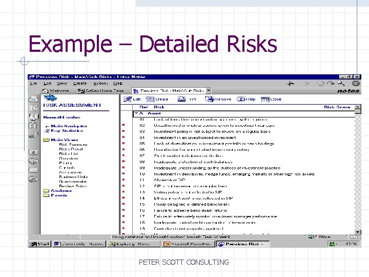 Example – Detailed Risks PETER SCOTT CONSULTING 