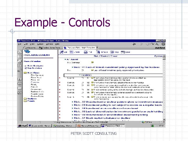 Example - Controls PETER SCOTT CONSULTING 