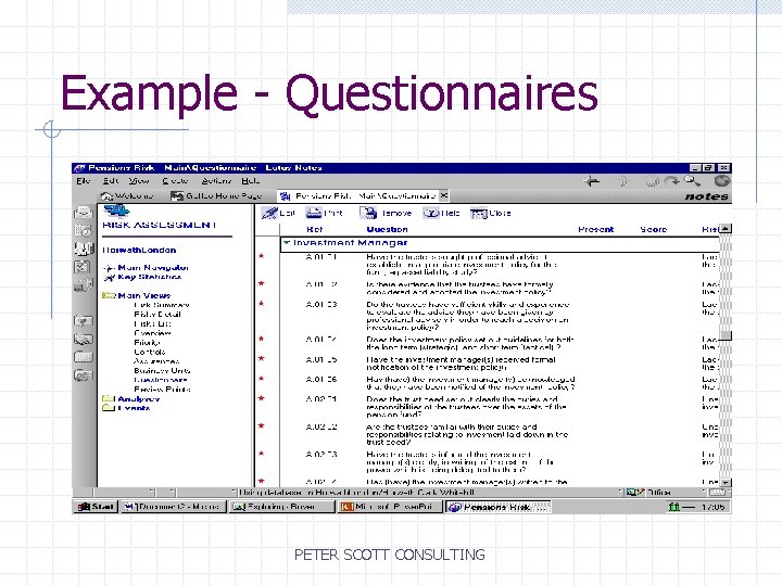 Example - Questionnaires PETER SCOTT CONSULTING 