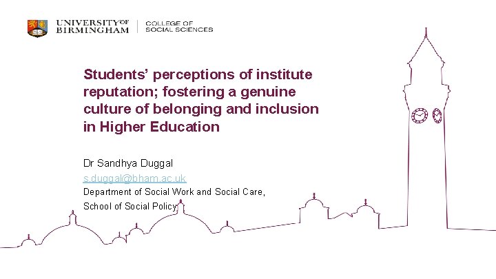 Students’ perceptions of institute reputation; fostering a genuine culture of belonging and inclusion in