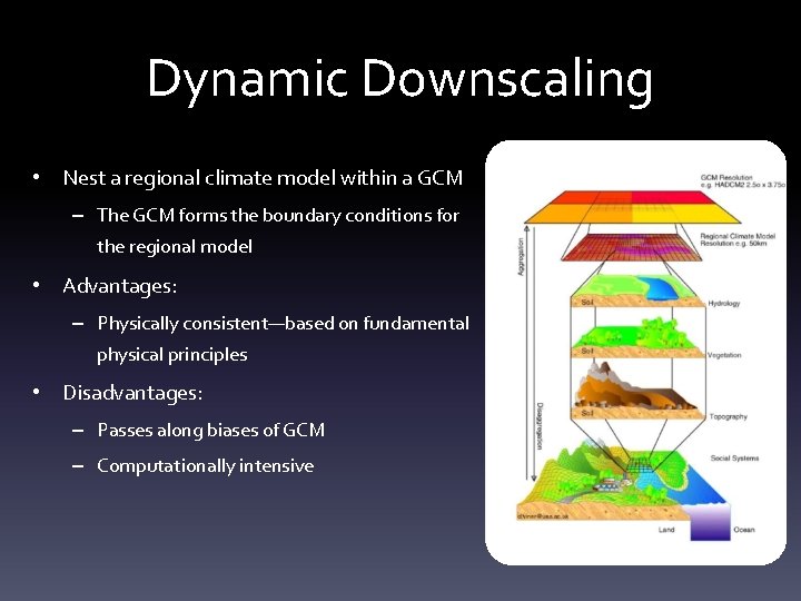 Dynamic Downscaling • Nest a regional climate model within a GCM – The GCM Dynamic Downscaling • Nest a regional climate model within a GCM – The GCM