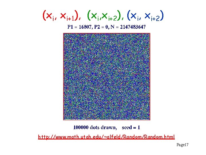 (xi, xi+1), (xi, xi+2) http: //www. math. utah. edu/~alfeld/Random. html Page 17 