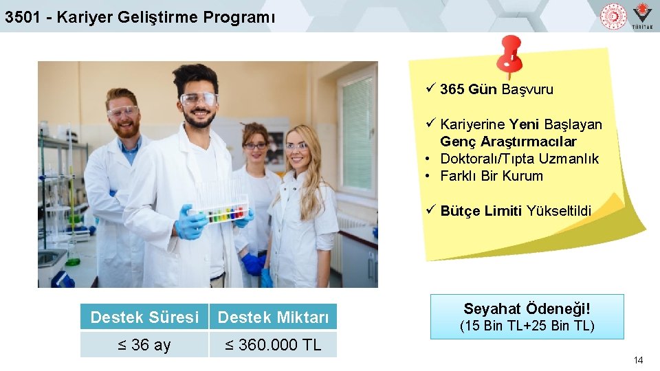 3501 - Kariyer Geliştirme Programı ü 365 Gün Başvuru ü Kariyerine Yeni Başlayan Genç