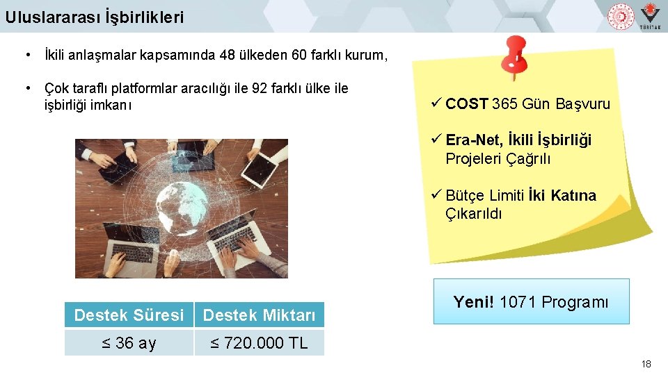 Uluslararası İşbirlikleri • İkili anlaşmalar kapsamında 48 ülkeden 60 farklı kurum, • Çok taraflı