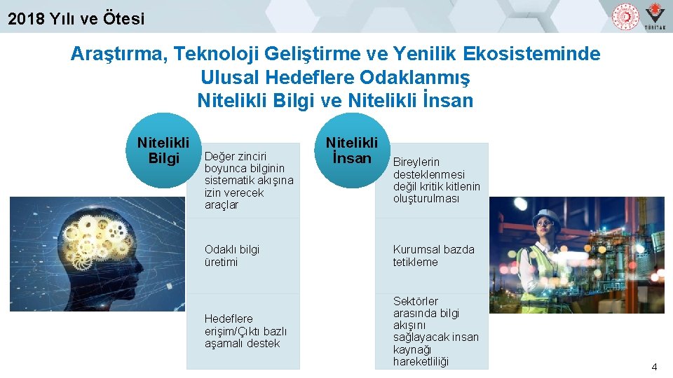 2018 Yılı ve Ötesi Araştırma, Teknoloji Geliştirme ve Yenilik Ekosisteminde Ulusal Hedeflere Odaklanmış Nitelikli