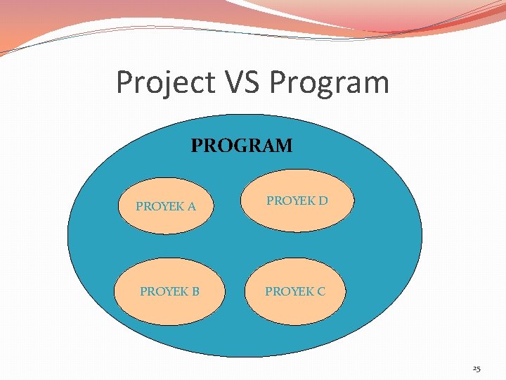 Project VS Program PROGRAM PROYEK A PROYEK D PROYEK B PROYEK C 25 