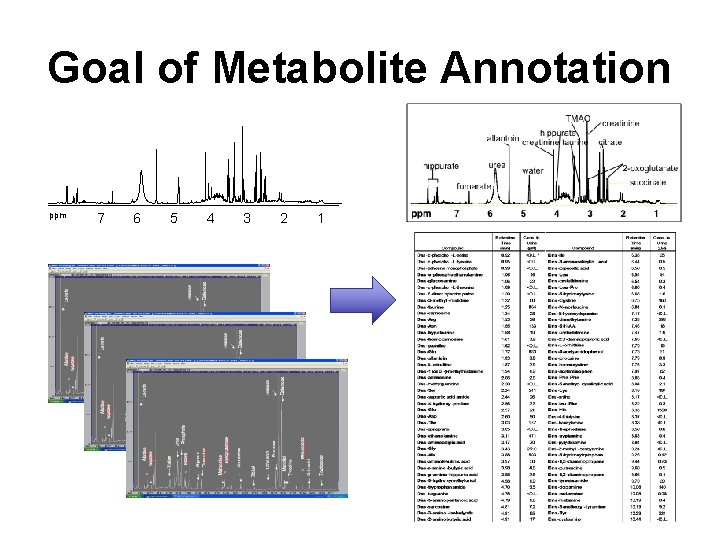 Goal of Metabolite Annotation ppm 7 6 5 4 3 2 1 