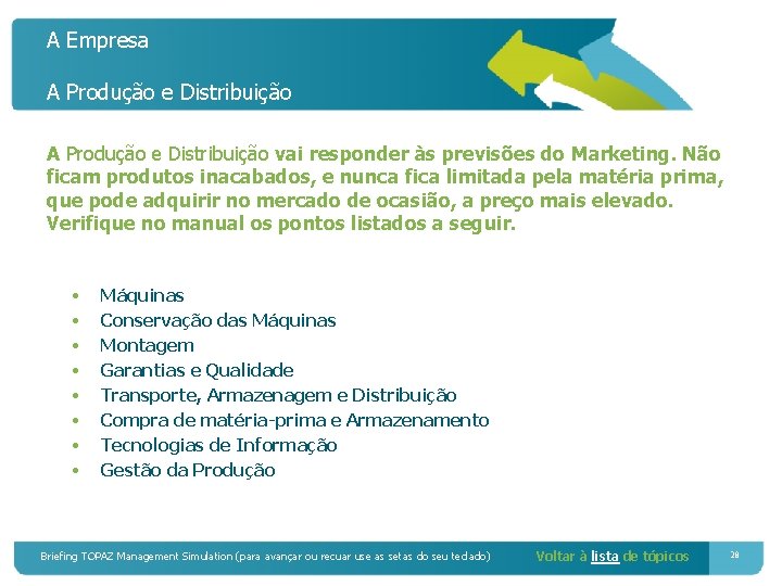 A Empresa A Produção e Distribuição vai responder às previsões do Marketing. Não ficam
