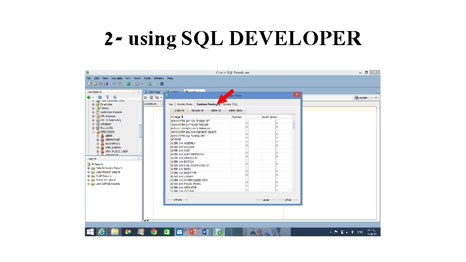 2 - using SQL DEVELOPER 