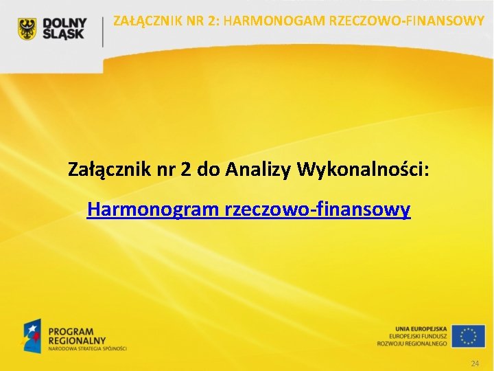 ZAŁĄCZNIK NR 2: HARMONOGAM RZECZOWO-FINANSOWY Załącznik nr 2 do Analizy Wykonalności: Harmonogram rzeczowo-finansowy 24