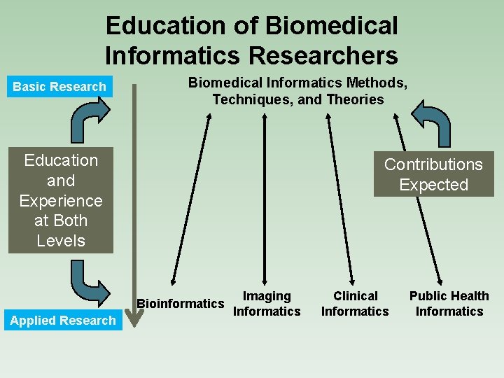Education of Biomedical Informatics Researchers Basic Research Biomedical Informatics Methods, Techniques, and Theories Education