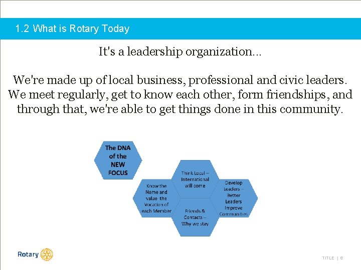 1. 2 What is Rotary Today It's a leadership organization. . . We're made