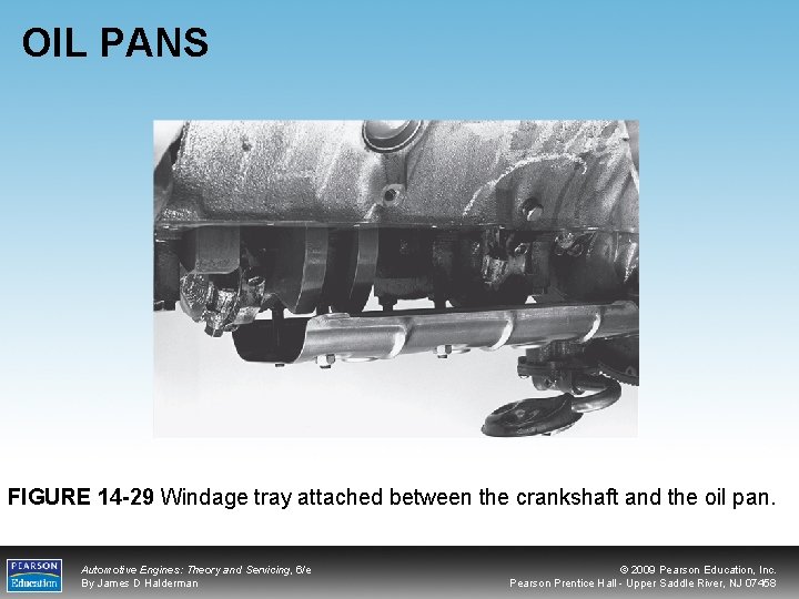 OIL PANS FIGURE 14 -29 Windage tray attached between the crankshaft and the oil