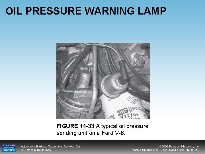 OIL PRESSURE WARNING LAMP FIGURE 14 -33 A typical oil pressure sending unit on