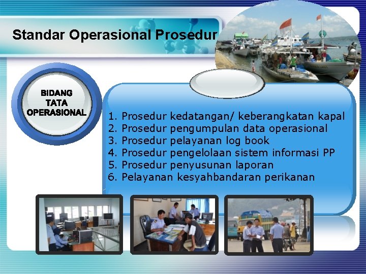 Standar Operasional Prosedur 1. 2. 3. 4. 5. 6. Prosedur kedatangan/ keberangkatan kapal Prosedur