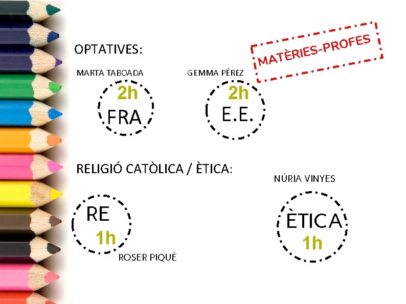 ES F O R ES-P OPTATIVES: MARTA TABOADA 2 h FRA GEMMA PÉREZ 2